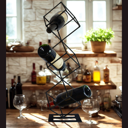 3 Bottle Wine rack with bottles in a home bar setting